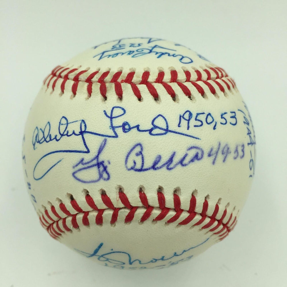 Yogi Berra & Whitey Ford 1950's Yankees Greats Signed Baseball 18 Sigs PSA DNA