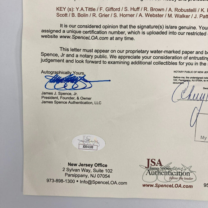 1962 New York Giants Champs Team Signed Spalding Football 34 Sigs JSA COA