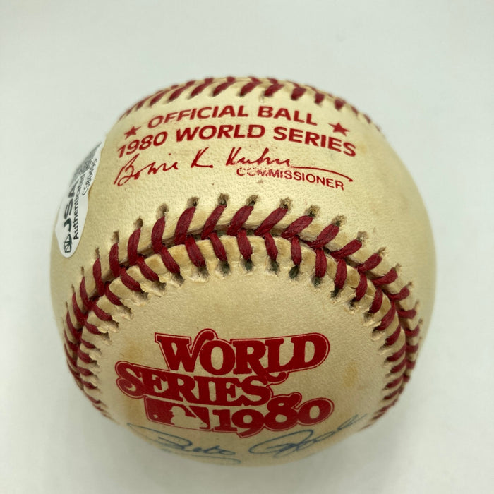 Mike Schmidt Steve Carlton Pete Rose Signed 1980 World Series Baseball JSA COA