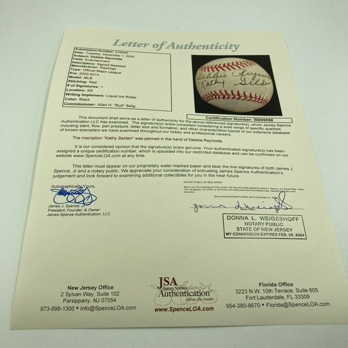 Debbie Reynolds "Kathy Selden"  Singin' in the Rain Signed Baseball JSA COA