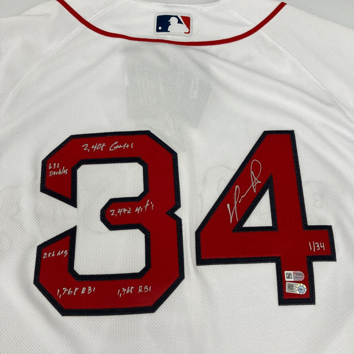 David Ortiz Signed Heavily Inscribed Boston Red Sox STAT Jersey Fanatics & MLB