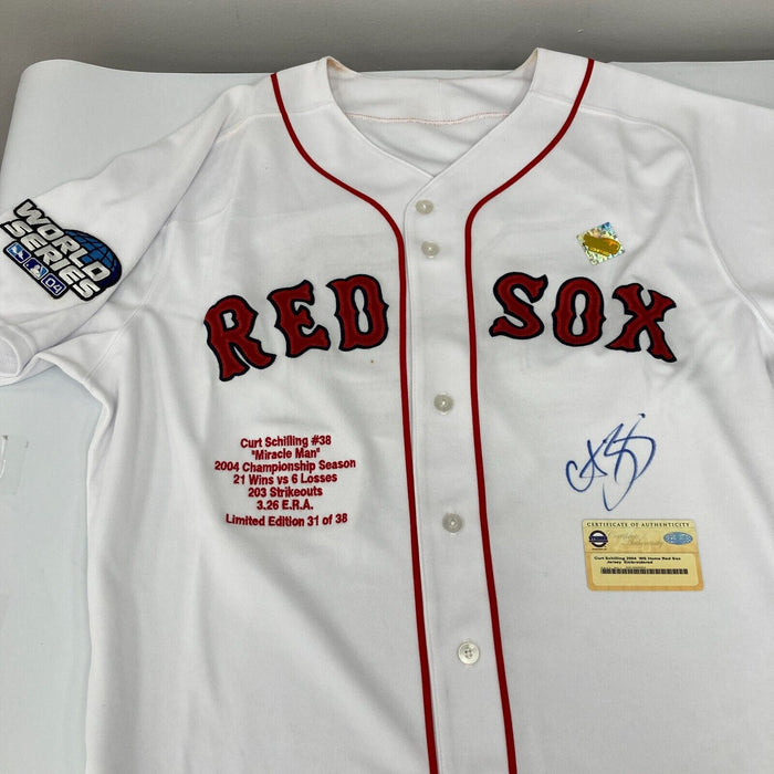 Curt Schilling Signed Authentic Boston Red Sox 2004 World Series Jersey Steiner