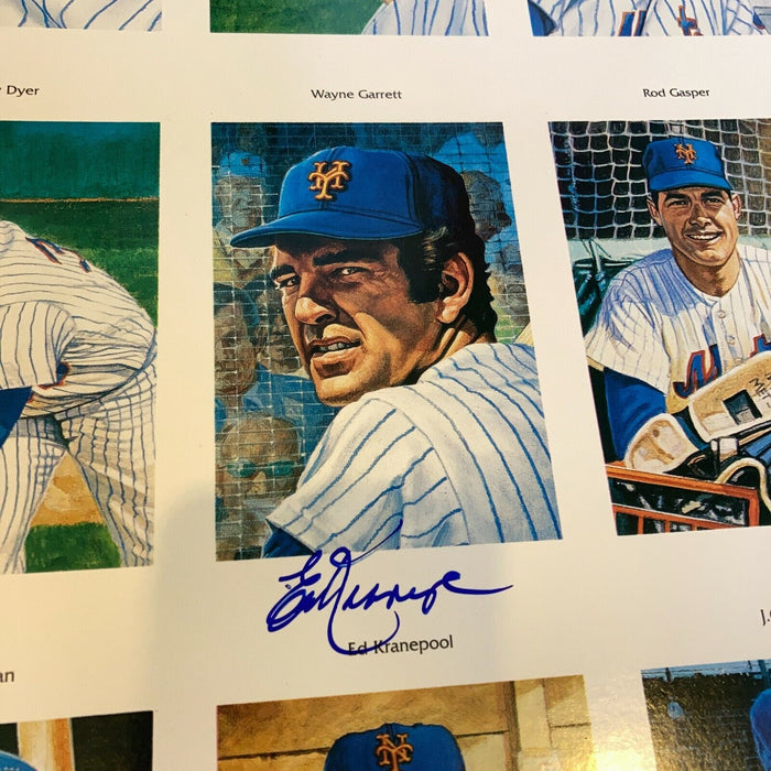 1969 New York Mets Ron Lewis Postcard Complete Set Uncut Sheet Some Signed