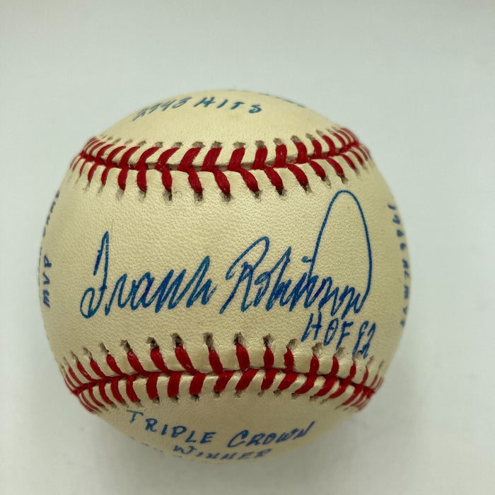 Frank Robinson Signed Heavily Inscribed Career STAT Baseball Reggie Jackson COA