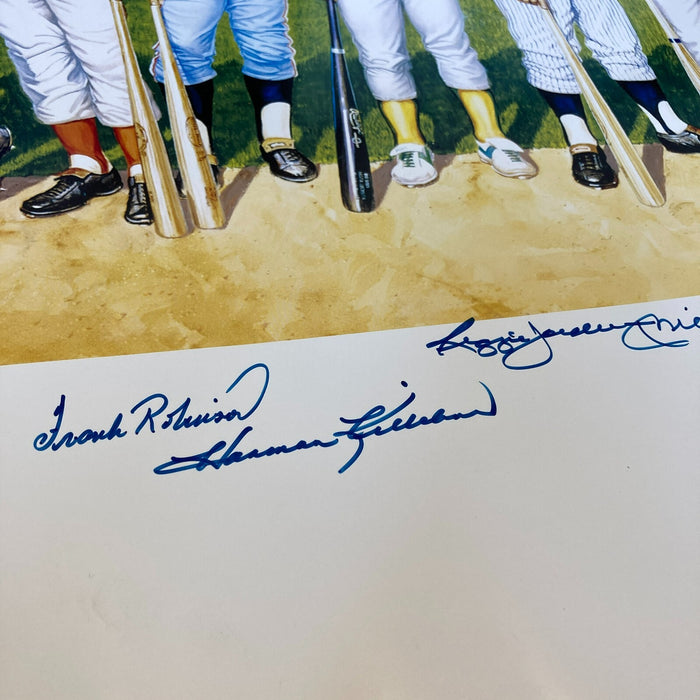 Beautiful 500 Home Run Club Signed Large Litho Mickey Mantle Ted Williams JSA
