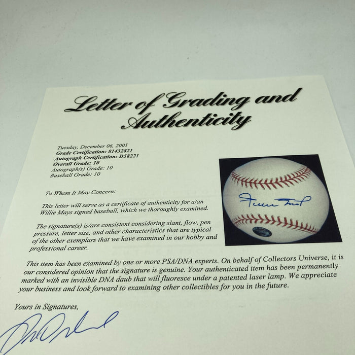 Willie Mays Signed Major League Baseball PSA DNA Graded 10 GEM MINT