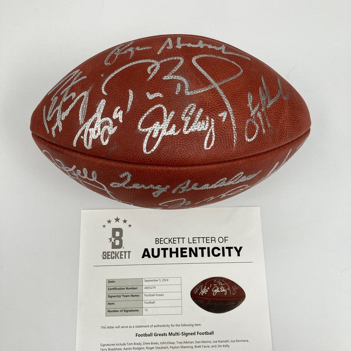 Tom Brady Peyton Manning Quarterback Legends Signed Football #17/24 Beckett COA
