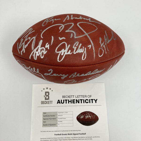 Tom Brady Peyton Manning Quarterback Legends Signed Football #17/24 Beckett COA