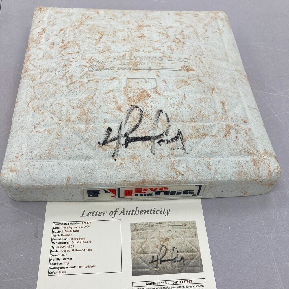 David Ortiz Signed 2007 Boston Red Sox ALCS Game 7 Game Used Base JSA COA & UDA