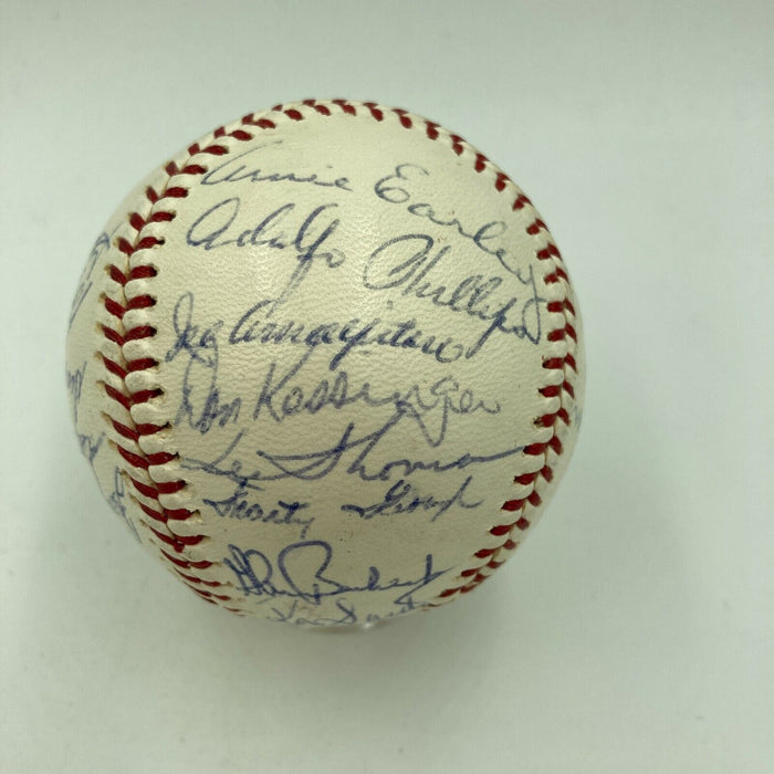 1966 Chicago Cubs Team Signed Baseball Ernie Banks Billy Williams Ron Santo JSA