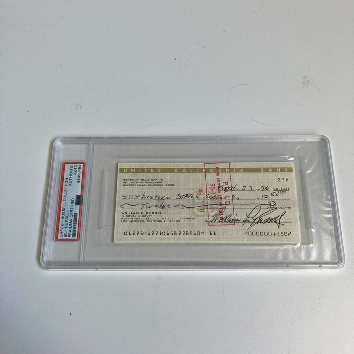Bill Russell Signed Autographed Bank Check PSA DNA Boston Celtics HOF Legend