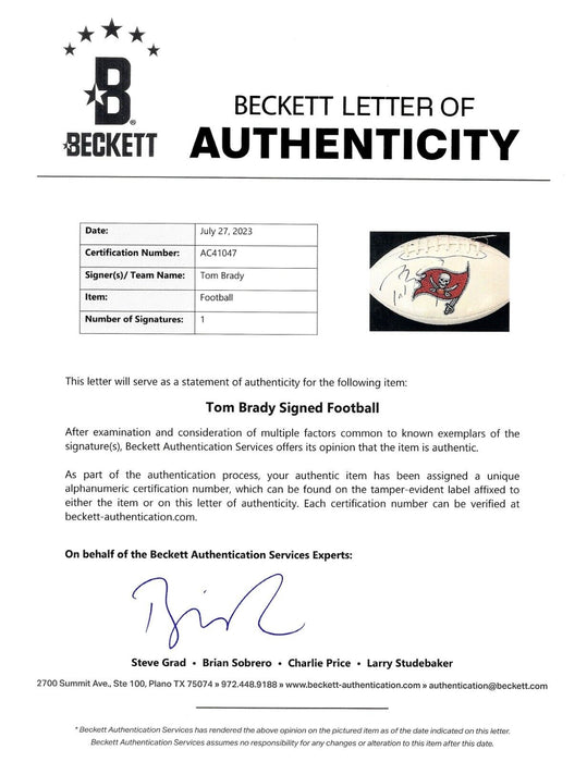 Tom Brady Signed Super Bowl LV Official Game Football Beckett COA