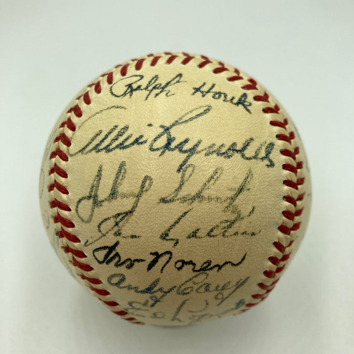 1952 New York Yankees World Series Champs Team Signed Baseball Mickey Mantle JSA
