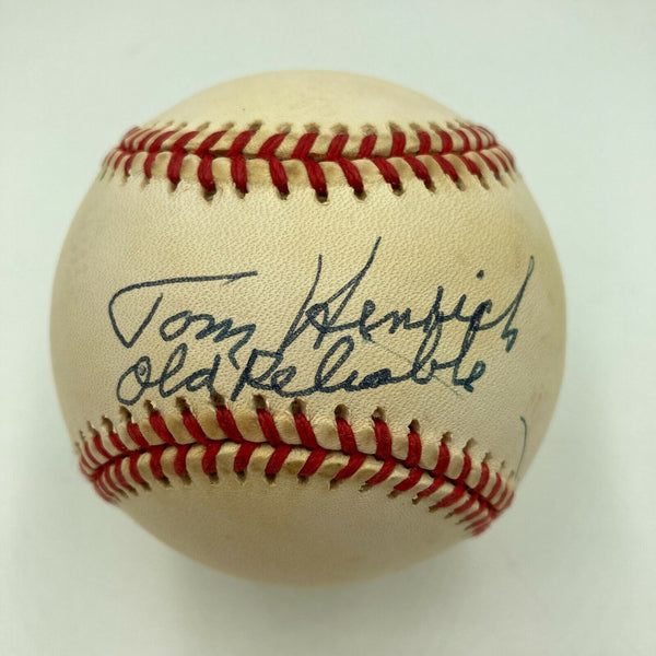 Tommy Tom Henrich "Old Reliable" Signed Inscribed American League Baseball