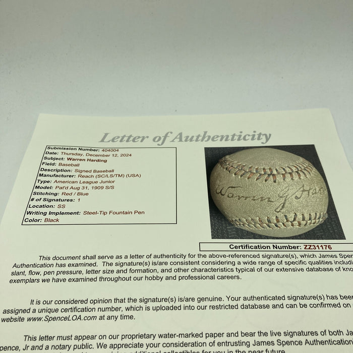 President Warren G. Harding Single Signed Baseball JSA COA The Only One Known