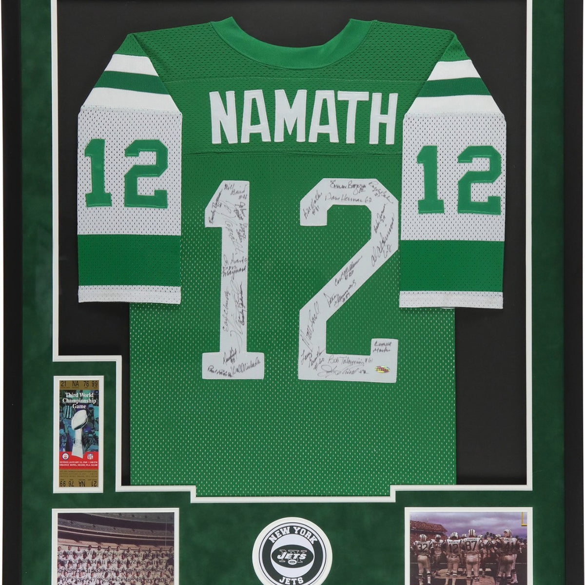 1969 New York Jets Super Bowl Champs Team Signed Jersey Joe Namath