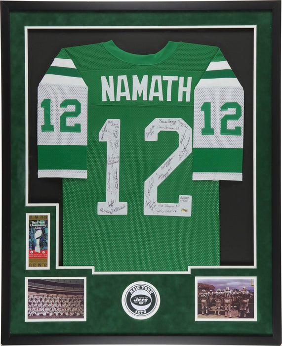 1969 New York Jets Super Bowl Champs Team Signed Jersey Joe Namath Steiner COA