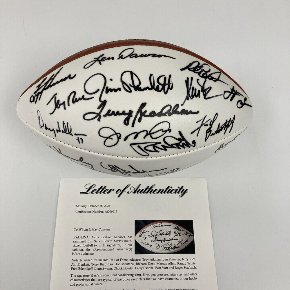 Super Bowl MVP Signed Football 21 Sigs Bart Starr Joe Montana Jerry Rice PSA DNA