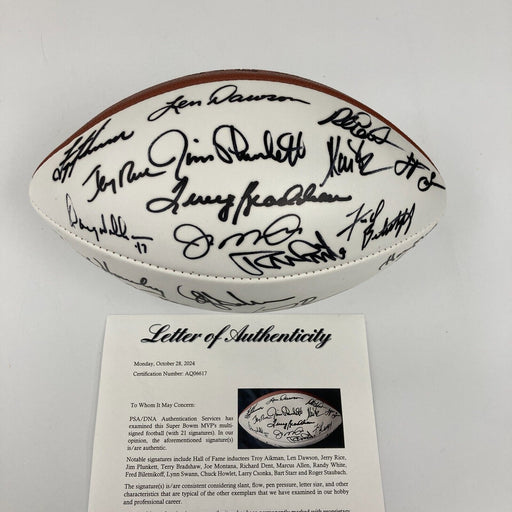 Super Bowl MVP Signed Football 21 Sigs Bart Starr Joe Montana Jerry Rice PSA DNA