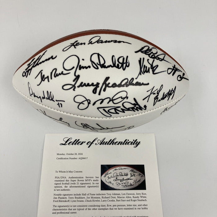 Super Bowl MVP Signed Football 21 Sigs Bart Starr Joe Montana Jerry Rice PSA DNA
