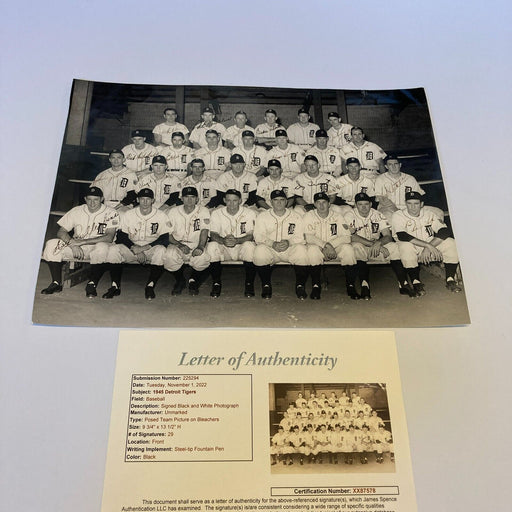 1945 Detroit Tigers World Series Champs Team Signed Large Vintage Photo JSA COA