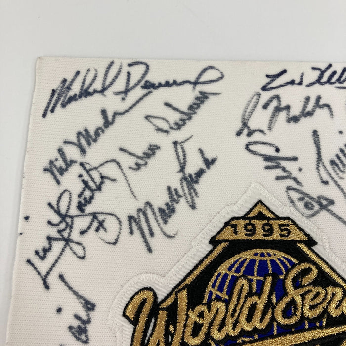 1995 Atlanta Braves Team Signed World Series Patch JSA COA Maddux Smoltz Chipper