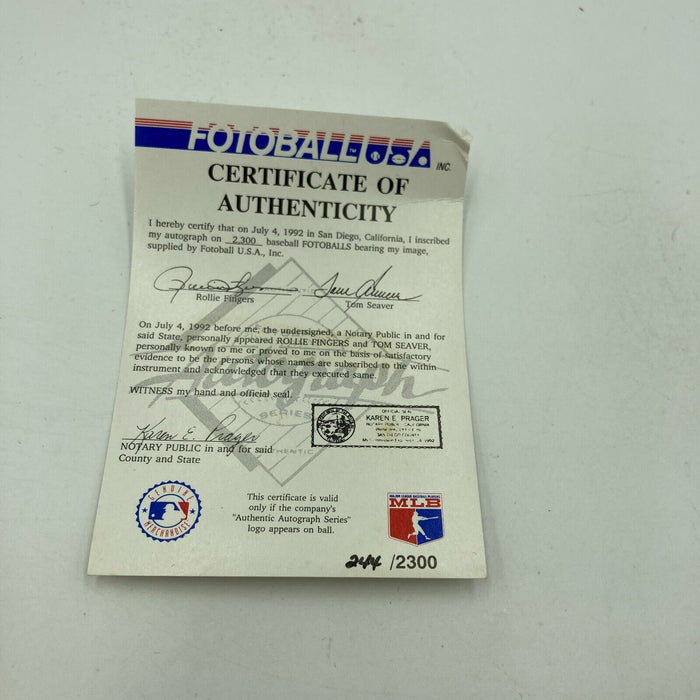 TOM SEAVER & ROLLIE FINGERS FOTO SIGNED HOF LIMITED EDITION BASEBALL JSA COA