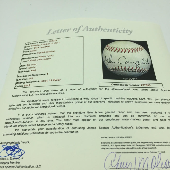 Rare 1950's Glen Campbell Single Signed Autographed Baseball With JSA COA