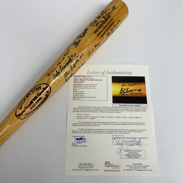 1950 Philadelphia Phillies Whiz Kids NL Champions Team Signed Bat With JSA COA
