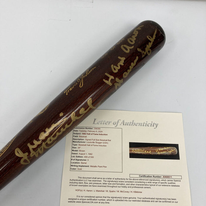 Hank Aaron Harmon Killebrew 1982 Hall Of Fame Induction Signed Baseball Bat JSA