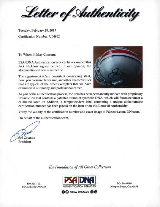 Jack Nicklaus Ohio State Signed Mini Football Helmet PSA DNA COA PGA Golf