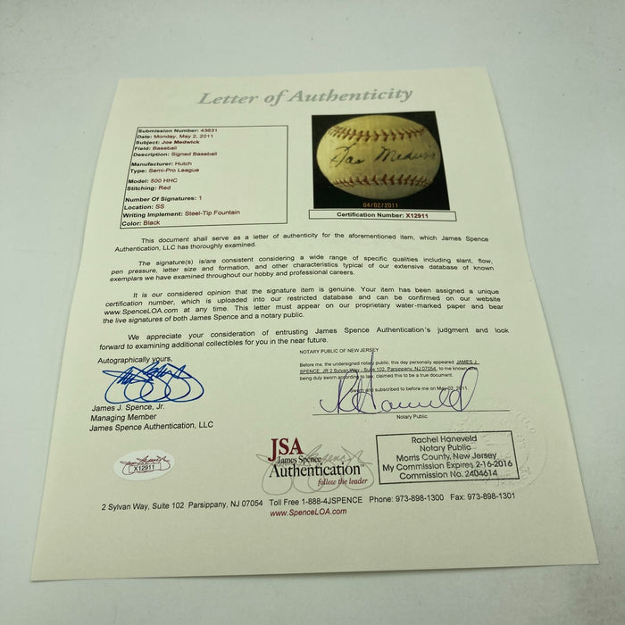 Joe Medwick Single Signed Baseball PSA DNA & JSA COA