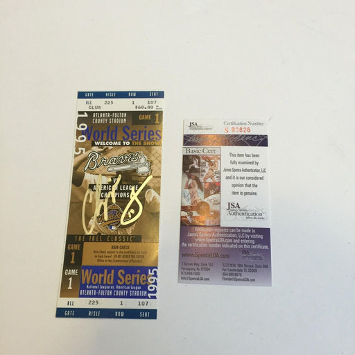 Chipper Jones Signed 1995 World Series Game One Original Full Ticket JSA COA