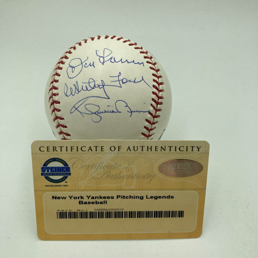 Yankees Legendary Pitchers Signed Baseball Mariano Rivera Whitey Ford Steiner