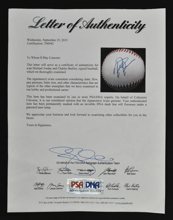 Michael Jordan & Charles Barkley 1980's Signed American League Baseball PSA DNA