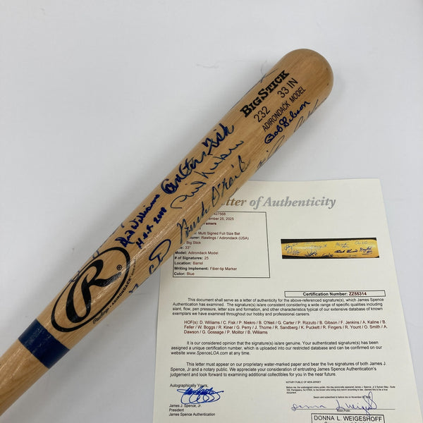 Hall Of Fame Multi Signed Baseball Bat 25 Sigs Kirby Puckett Gary Carter JSA COA