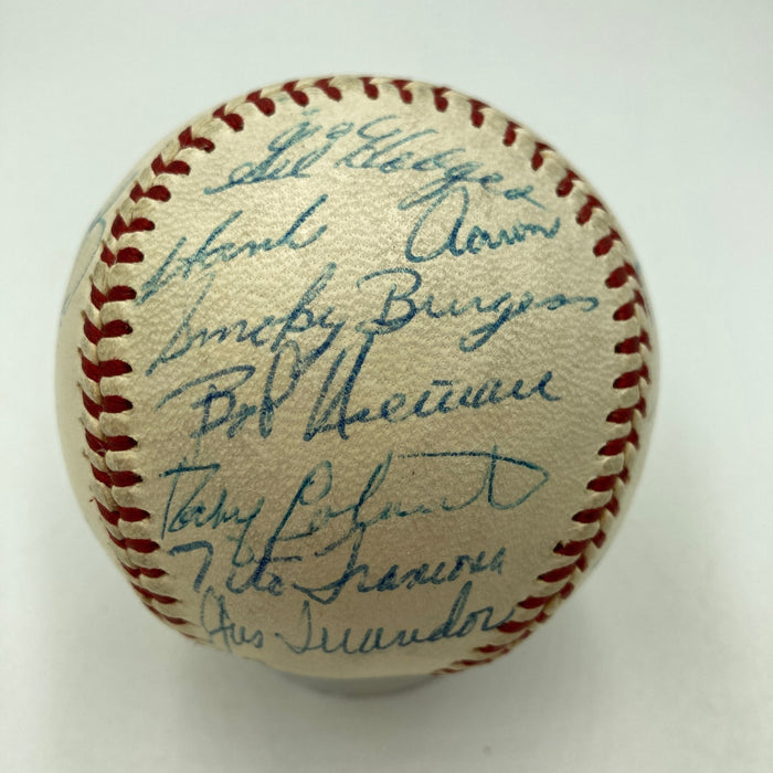 Mickey Mantle Willie Mays Hank Aaron 1960's HOF Multi Signed Baseball JSA COA