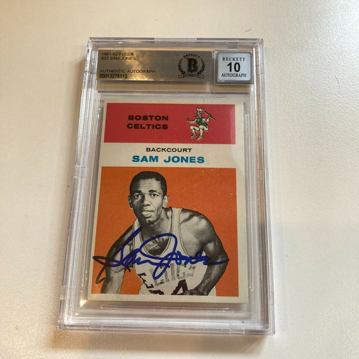 1961-62 Fleer Sam Jones Signed Rookie RC Card BGS Certified Auto