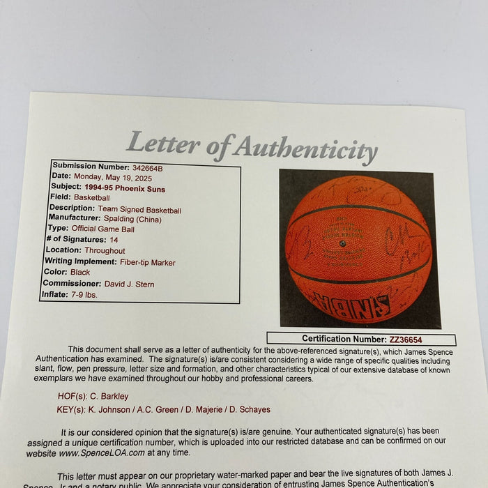1994-1995 Phoenix Suns Team Signed Game Basketball Charles Barkley JSA COA