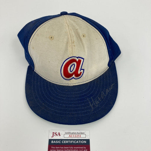 Hank Aaron Signed Vintage Atlanta Braves Baseball Hat JSA COA