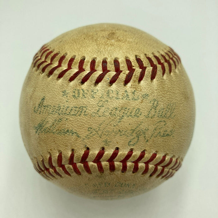 Jimmy Dudley Single Signed 1954 American League Baseball JSA COA Indians HOF