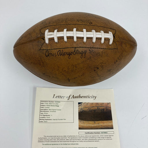 Amos Alonzo Stagg Signed Vintage Football With JSA COA NCAA College HOF RARE