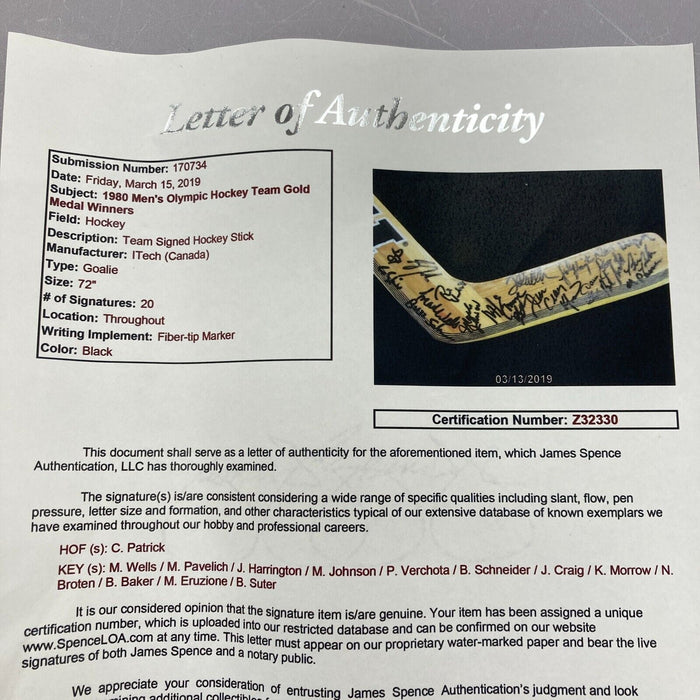 1980 "Miracle On Ice" Team USA Olympic  Team-Signed Hockey Stick JSA COA