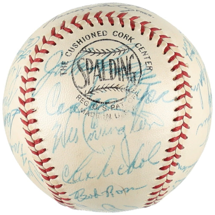 Beautiful 1956 Milwaukee Braves Team Signed NL Giles Baseball Hank Aaron JSA COA