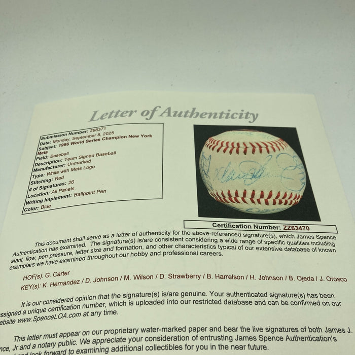 Vintage 1986 New York Mets World Series Champs Team Signed Baseball JSA COA