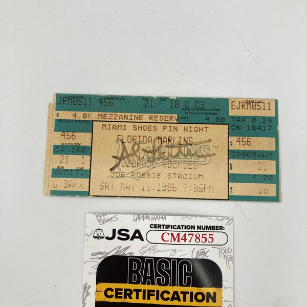 Al Leiter Signed No Hitter Ticket May 11, 1996 JSA COA