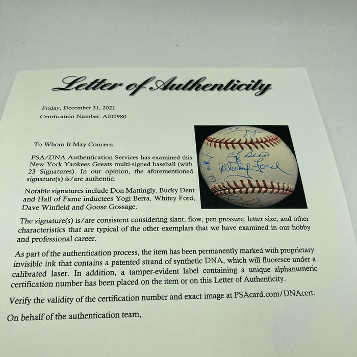 Beautiful Yankees Old Timers Day Signed Baseball Yogi Berra Whitey Ford PSA DNA