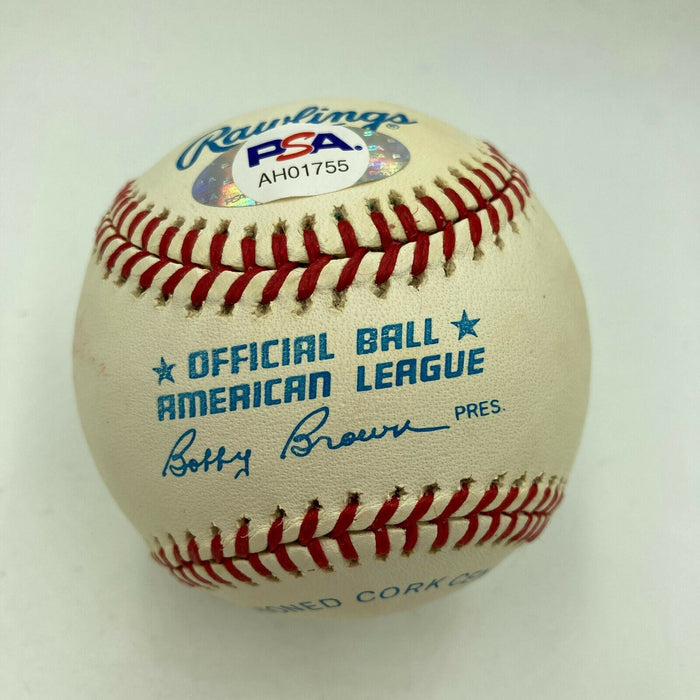 Beautiful Mickey Mantle Signed American League Baseball PSA DNA Graded MINT 9
