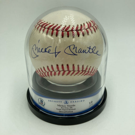 Mickey Mantle Signed AL Baseball Upper Deck UDA Beckett Graded 10 GEM MINT