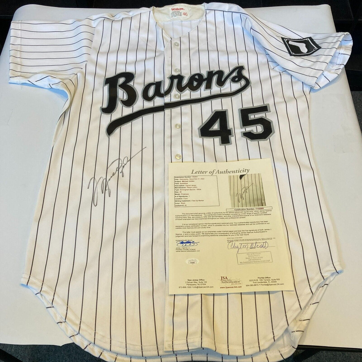 Michael Jordan Signed Birmingham Barons Game Model Baseball Jersey